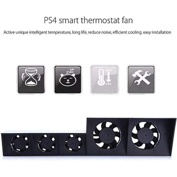 PS4 køleventilator, ekstern USB-køler 5 ventilatorer Turbo temperaturkontrol køleventilatorer til PS4-spilkonsol