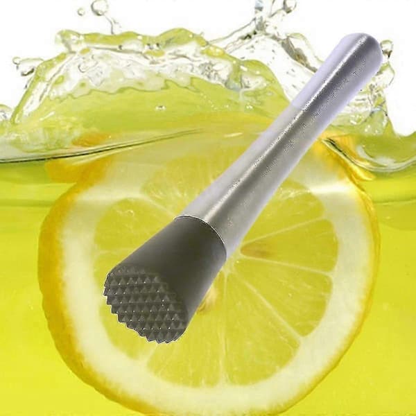 Cocktailmuddler i rustfritt stål Vinstirrer Isknuserpinne med rillet plasthode Zekai