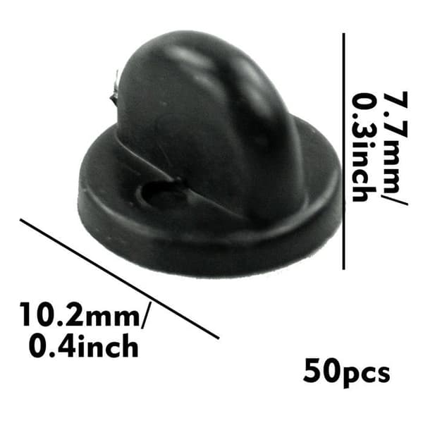 Pakke med 50 sommerfuglelåse i gummi 11,5 mm - Sort - Til smykker/hatte/emblemer/uniformer