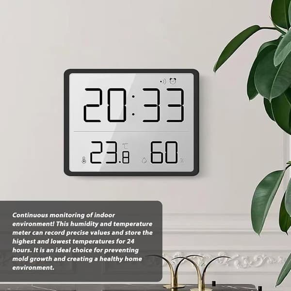LCD Digital Termometer Hygrometer Elektronisk Väckarklocka Inomhus Batteridriven för Hem Student O