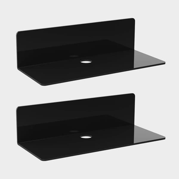 Akryl flydende væghylde til stuen, 23×9×6cm, 2 stk., sort
