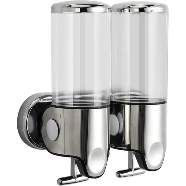 Rnemitery – 1000 ml vægmonteret sæbedispenser – Transparent ABS og rustfrit stål – Trykknap vægmontering – Til badeværelse og køkken