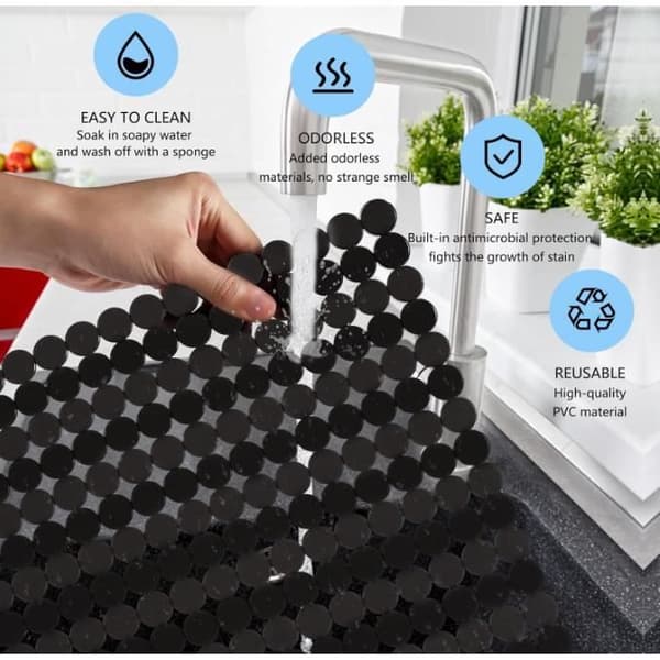 Vaskemåtte - Køkken - Sæt med 2 - 30x40cm - Kan klippes til - Sort