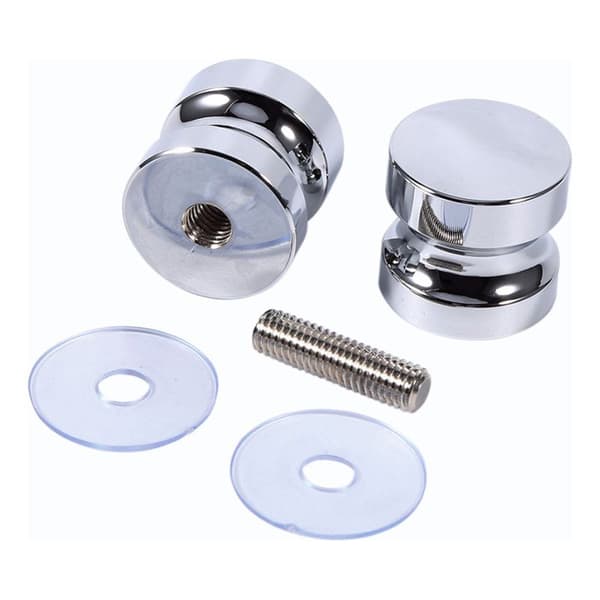 Sett med 2 dusjdørhåndtak i rustfritt stål – Polert kromfinish – Antiskli med puter – Lengde 6 cm, diameter 3 cm