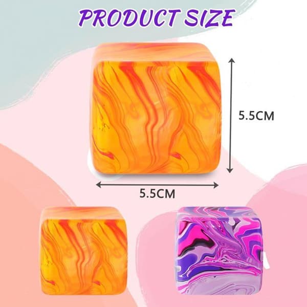 Antistressboll, Squishy Cube Fidgetboll, Iskub Fidget Squishyboll för ångestlindring (5*5*5cm) Rosa