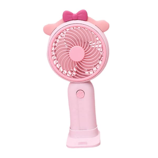 Bærbar Håndholdt Ventilator Mini Bærbar Ventilator Genopladelig Ventilator med Base Køleventilator Pink Bow