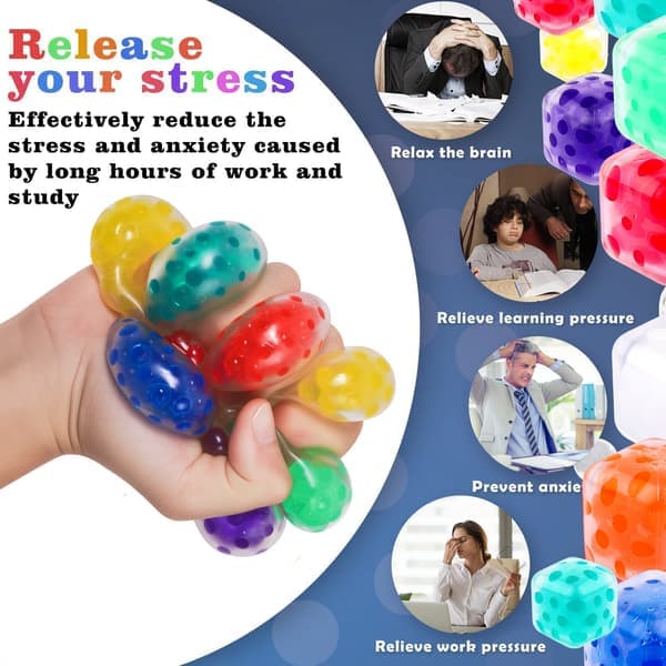 20-pak Squishy Stresskuber Fidget Legetøj, Squishy Bold, Squishy Fidget Legetøj til Angstdæmpning, til Voksne, Festgaver, Fødselsdag