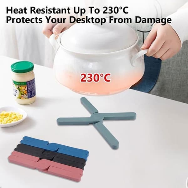 6-paknings sammenleggbare silikonunderstell, sammenleggbare silikonunderstell, sklisikre sammenleggbare silikonmatte