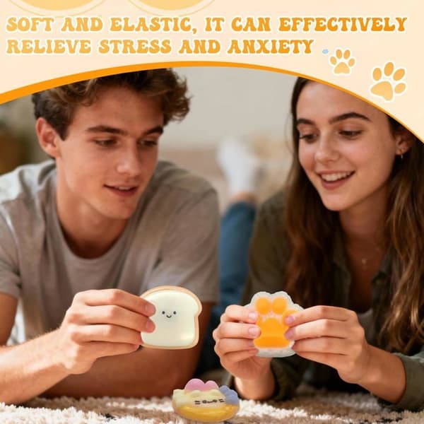 Biter Squishy Katteklemmeleke, Fidget Klemmeleker, Anti-stress Sensoriske Leker, Søte Squishy Leker
