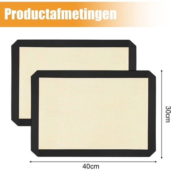 Longziming Silikon Bakeunderlag - Sett med 2 - Silikon - 40 x 30 cm - Gjenbrukbart - BPA-fritt - Non-stick
