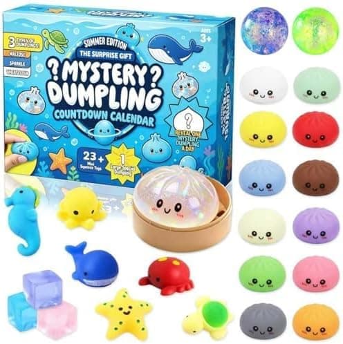 Dumpling Squishy -joulukalenteri – 24 päivän yllätysfidget stressin lievitykseen