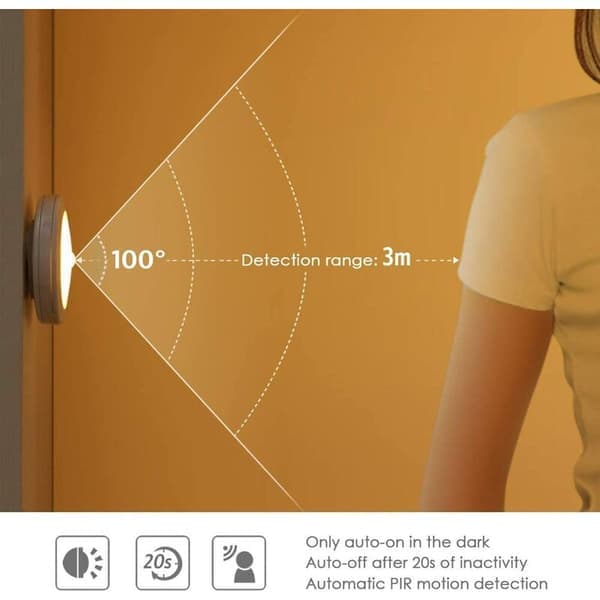 LED Skab 6 Natlys Garderobelys LED Bevægelsessensor Lys Hvid white