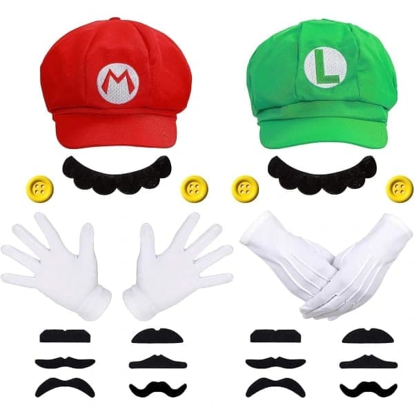 Super Mario Bros Luigi & Mario Hatt med bartsett [ZHE]