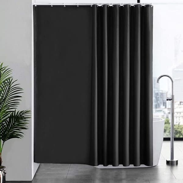 Duschdraperi 240x180 cm, med 16 krokar, extra brett, viktat, mögelresistent, mörkgrått, vattentätt, stort badkarsdraperi, polyester