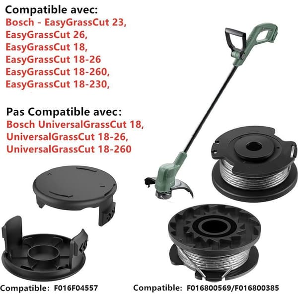 F016800569 Spole og tråd kompatibel med Bosch EasyGrassCut udskiftning, 6 stk.