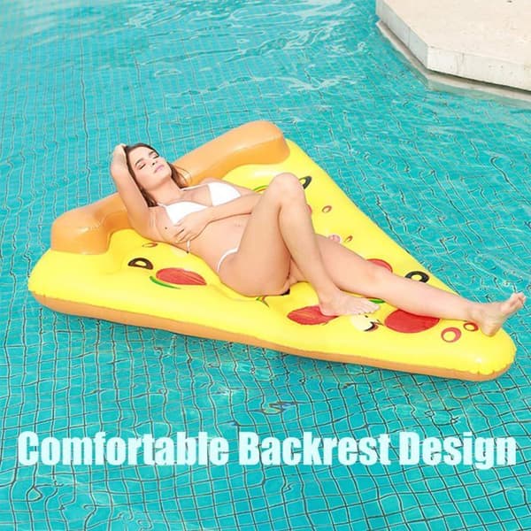 Stor oppustelig pizza-flyder 1,8x1,5m, pool-flyder med kopholdere, sommer-tømmerflåde, pool-legetøj