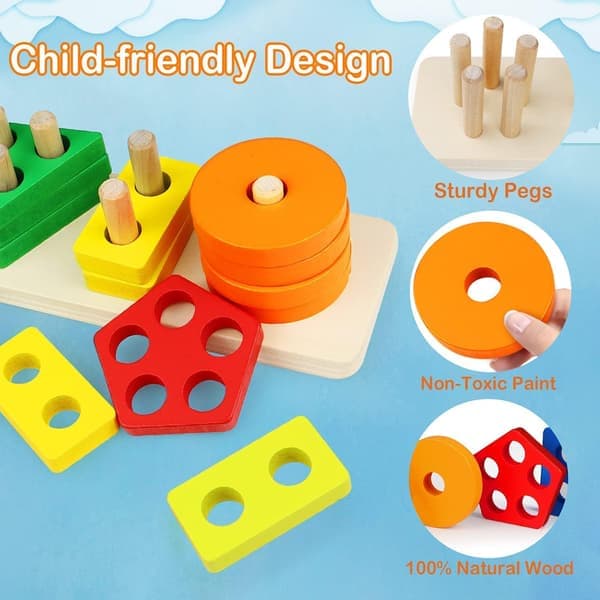 Utviklende leker for 2 3 4+ år gamle, treleker former