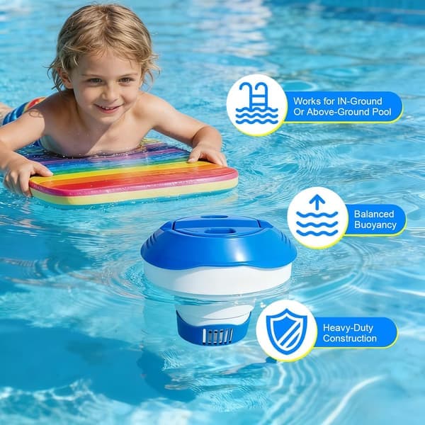 Klorpoolflottör, 7 tommer flydende pooldispenser til 200g klor- og bromtabletter