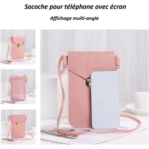 Skuldertaske - Dame - Pink - Kunstlæder - Touchscreen - Praktisk
