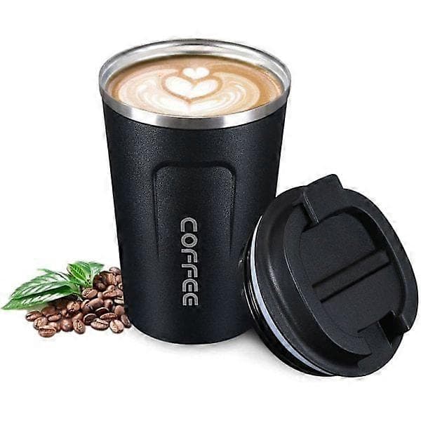 380ML Kaffemugg, Resemugg i Rostfritt Stål, Dubbelväggig Isolerad Bilmugg, Superbred Kalibermugg