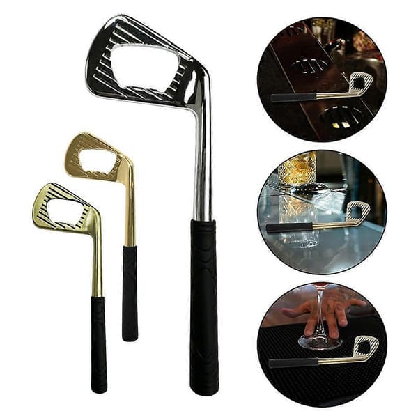 Golfkølle Flaskeåbner til Øl - Rustfrit Stål, Rustfri, Iøjnefaldende Putterform, Perfekt Gave til Ølelskere og Golfentusiaster Glod