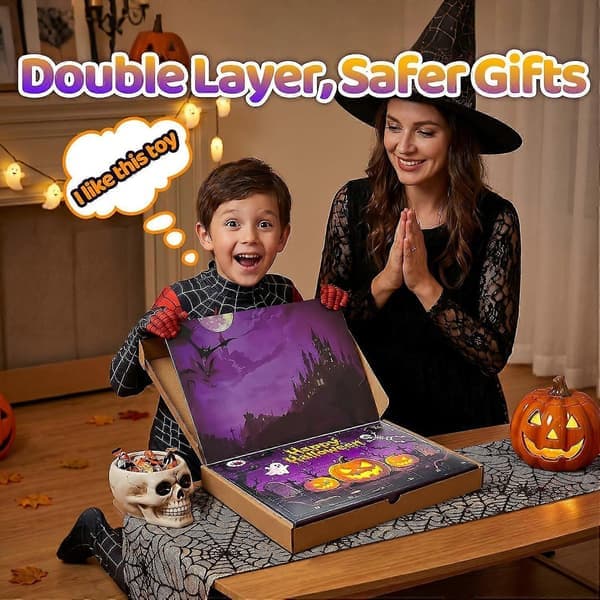 Halloween 2026 Adventskalender, 24 dagar Squishy Nedräkningslåda, Sensoriskt Fidget-set, Barnens Semesteröverraskning & Klassrumsfestpresent