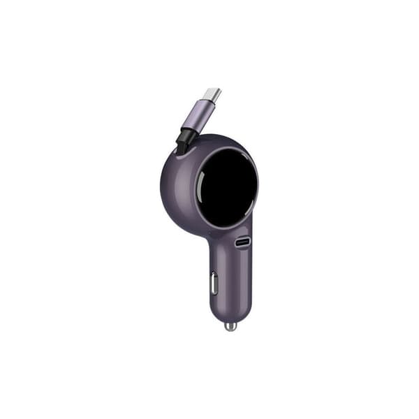 Infällbar billaddare, 2-i-1 60W USB-C billaddare, snabbladdande USB-billaddare