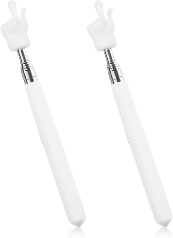 (White) 2 Pcs Telescopic Teacher Finger Pointer, Hand Pointer for Teachers, Small Pointer