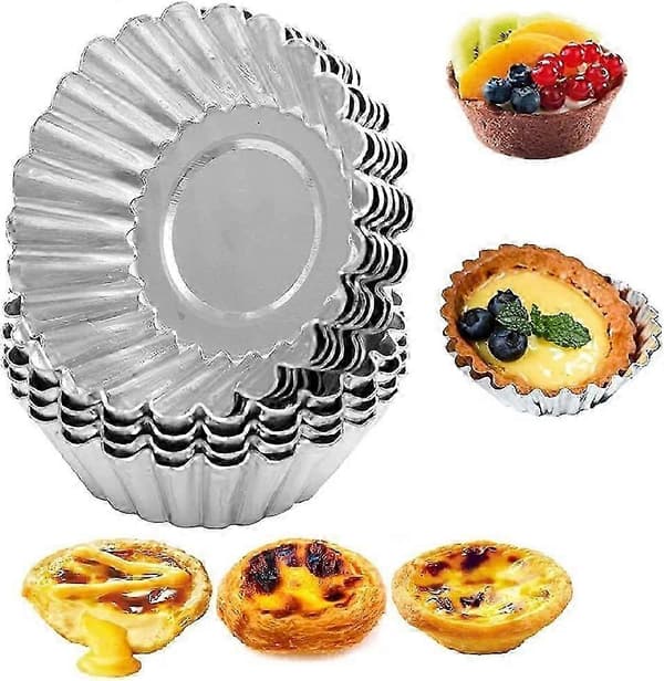 Sæt med 30 non-stick aluminium tærteforme til cupcakes, småkager, budding og kage