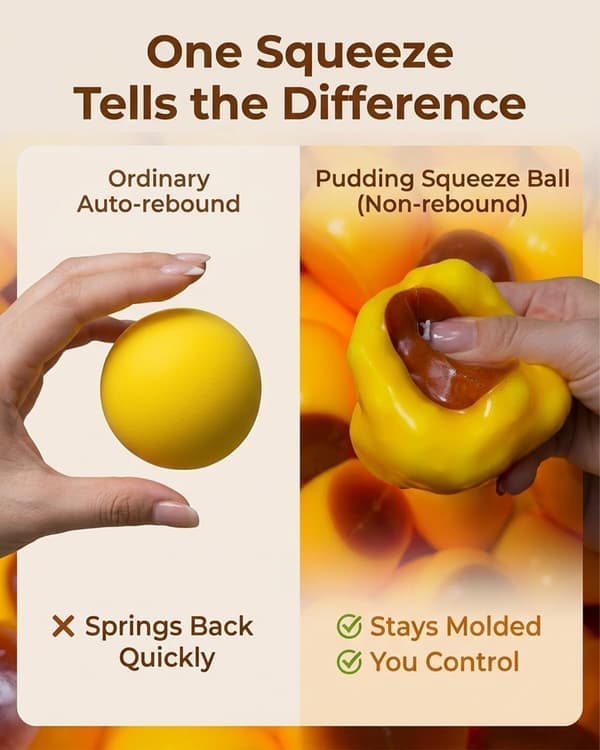 Handgjord Karamellpudding Squishy Leksak, Pärlfylld Icke-Resistent Knaprig Sensorisk Boll, Mjuk Klibbig Silikon Dessert Fidget Leksak, ASMR Leksak