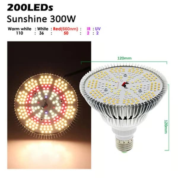 300W LED Plantelys E27 Vækst Fuld Spektrum Drivhusbelysning Blomsterlampe Hydroponics