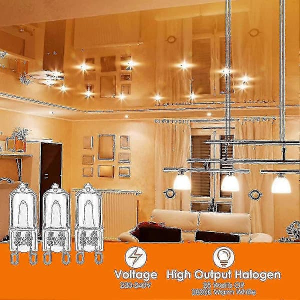 20-pack G9 60W Halogenlampor Dimbar Varmvit 2800K Redo för Kronkronor & Pendellampor_Kvalitetspresenter