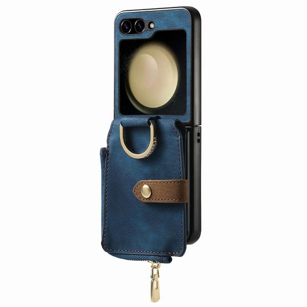 Retro Ring Vertikalt Telefondeksel Til Samsung Galaxy Z Flip6 Blå Blue