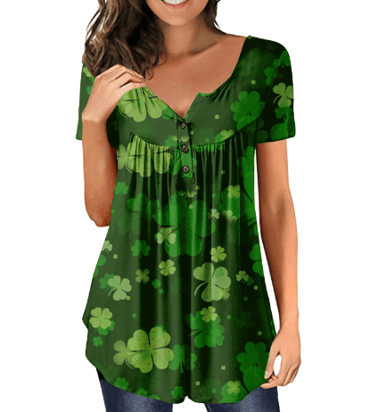 Dame St. Patrick's Day Kortærmet T-shirt Afslappet Pullover AAS A S