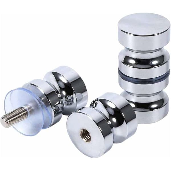 Sett med 2 dusjdørhåndtak i rustfritt stål – Polert kromfinish – Antiskli med puter – Lengde 6 cm, diameter 3 cm