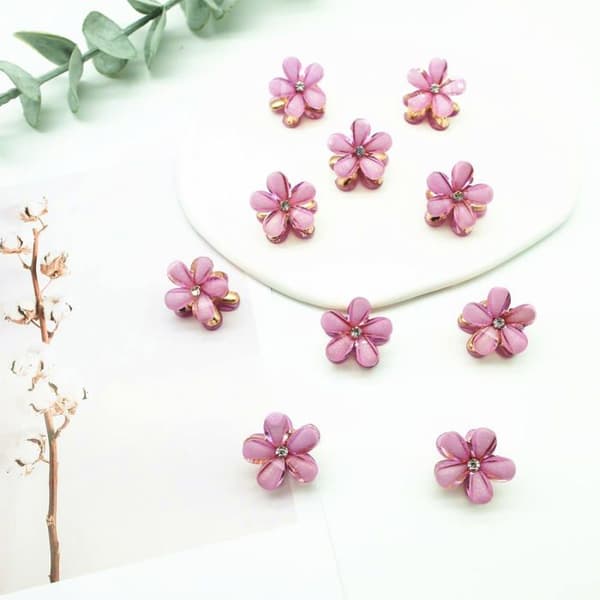 20 stk. mini blomsterhårklemmer til piger, blomsterspænder til kvinder, sødt hårtilbehør (lilla)