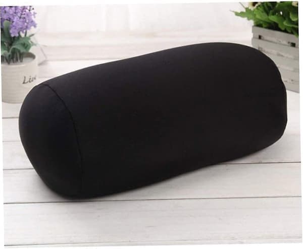 Microbead Neck Roll, Travel Pillow, Micro-Bead Pillow, Lumbar Support, Back and Head Pillow, Travel Massage, Column (Black)