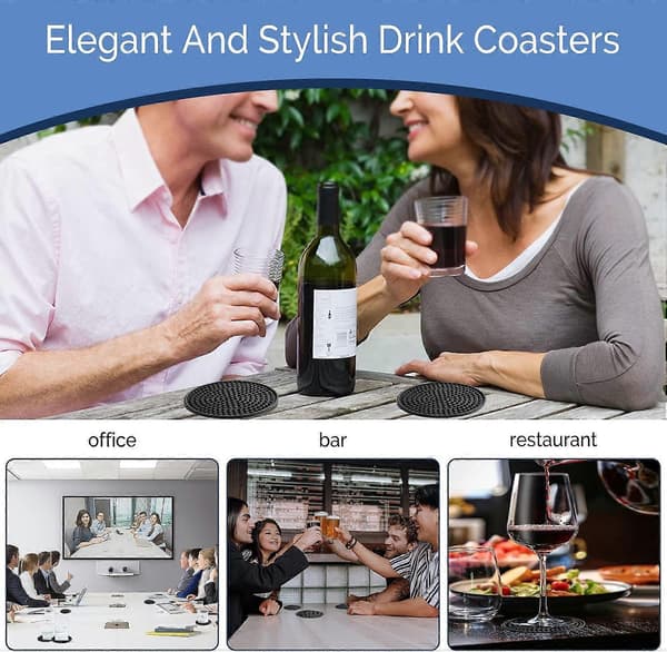 Silikone Brikker til Drikkevarer, Silikone Brikker Sæt med 4, Runde Brikker, ingen æske