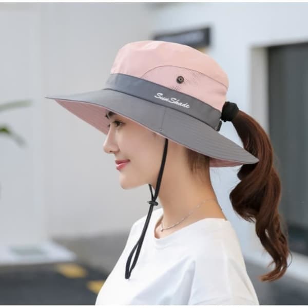 Solhat - Dame - Sammenfoldelig - UV-beskyttelse - Bred skygge - Pink