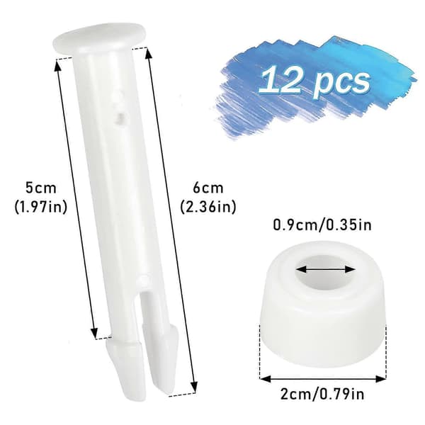 12 stk. plastikstifter, Intex pool reservedele, plastikstift til pool, til de fleste rammepools - rektangulære/runde pools (6 cm)
