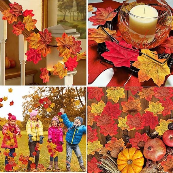 200 kunstige ahornblade, efterårsdekoration, Halloweenbord, interiør