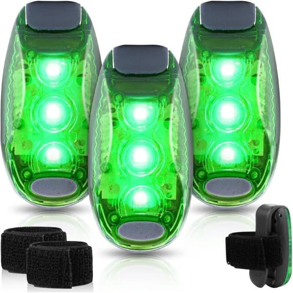 Set med 3 blinkande LED-säkerhetsklämmor för skolväskor, ryggsäckar, barnvagnar eller joggingbyxor – hög synlighet, batterier ingår