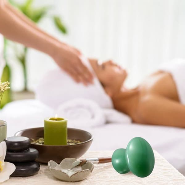 2 gröna aventurin ansiktsmassagestenar - Gua Sha/svamp - ansiktsbehandling/avslappning