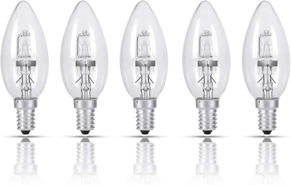 25W Halogen Kertepærer, 5-pak E14 Halogen Kertepærer, 220V, Dæmpbare Energibesparende Halogenpærer