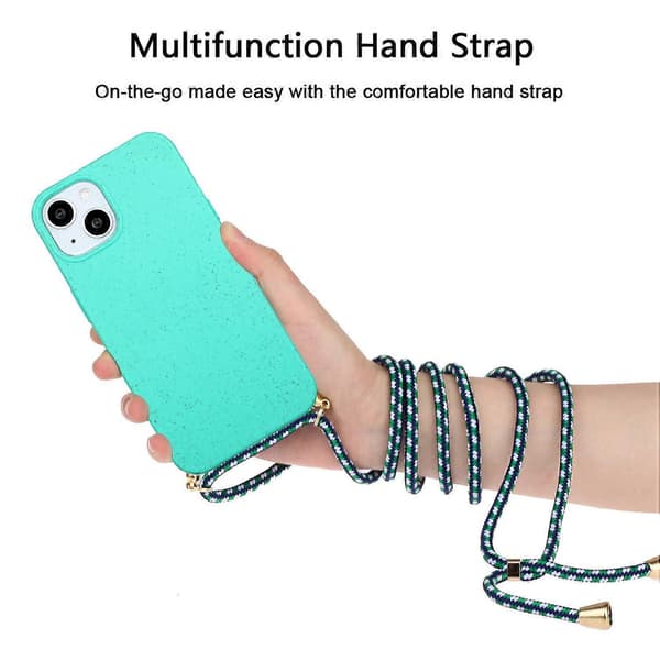 Hvedestrå + TPU telefoncover med snor (til iPhone 15)
