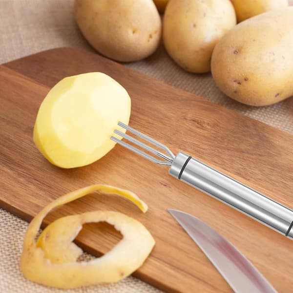 Potatisgaffel – 4-pack majsgaffel i rostfritt stål 18,8x2cm med 3 tänder, diskmaskinssäker
