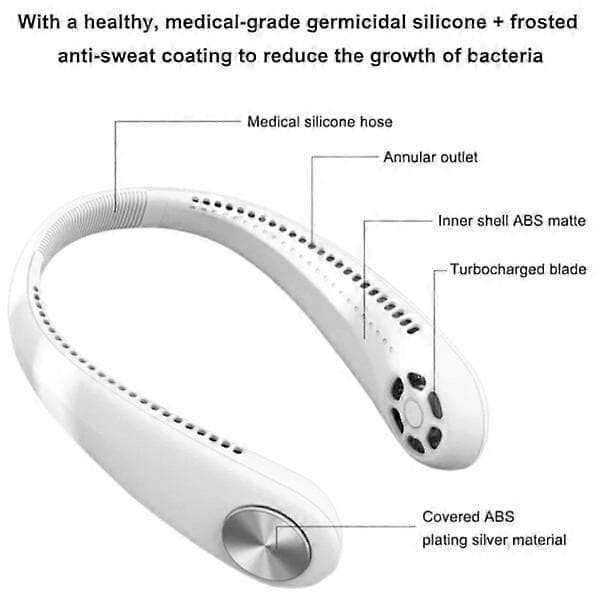 Halsventilator - Genopladelig Bærbar Ventilator med Halsrem Halsventilator Hvid hvid