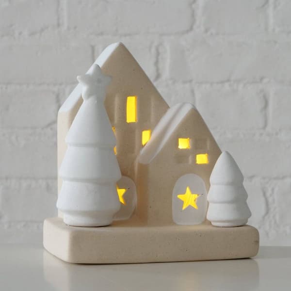 Keramisk heminredning med LED-belysning, 10,5 cm