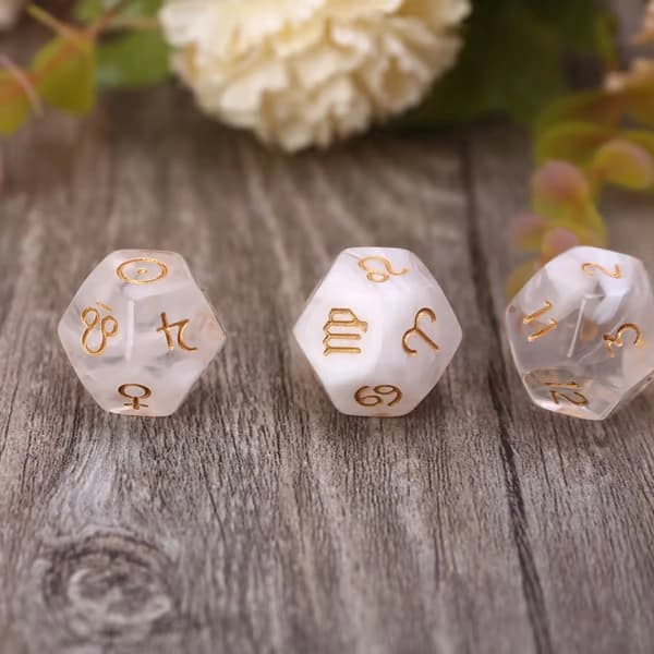 3 stk/sæt 12-sidede astrologi stjernetegn Akryl terninger til konstellationsspådoms legetøj Multi terninger til astrologer