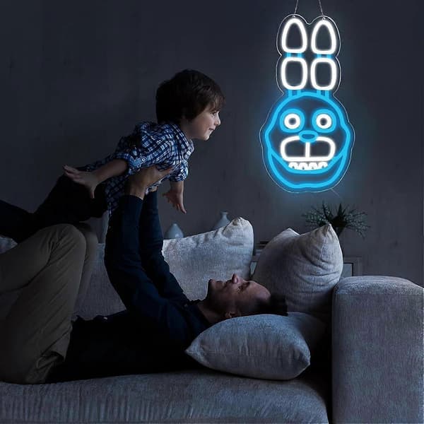 Kanin-neonskyltar för Five Nights at Freddy's Bonnie, LED-väggdekor för sovrum, presenter till barnrum, 40 cm